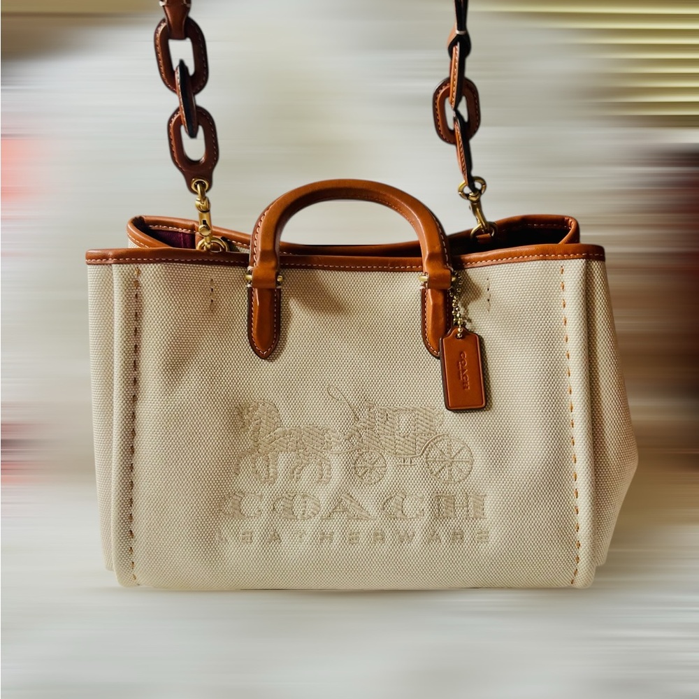 SOLD ❌❌ $498 BARELY USED Coach Reese 28 Canvas Tote Satchel - Picture 2 of 14
